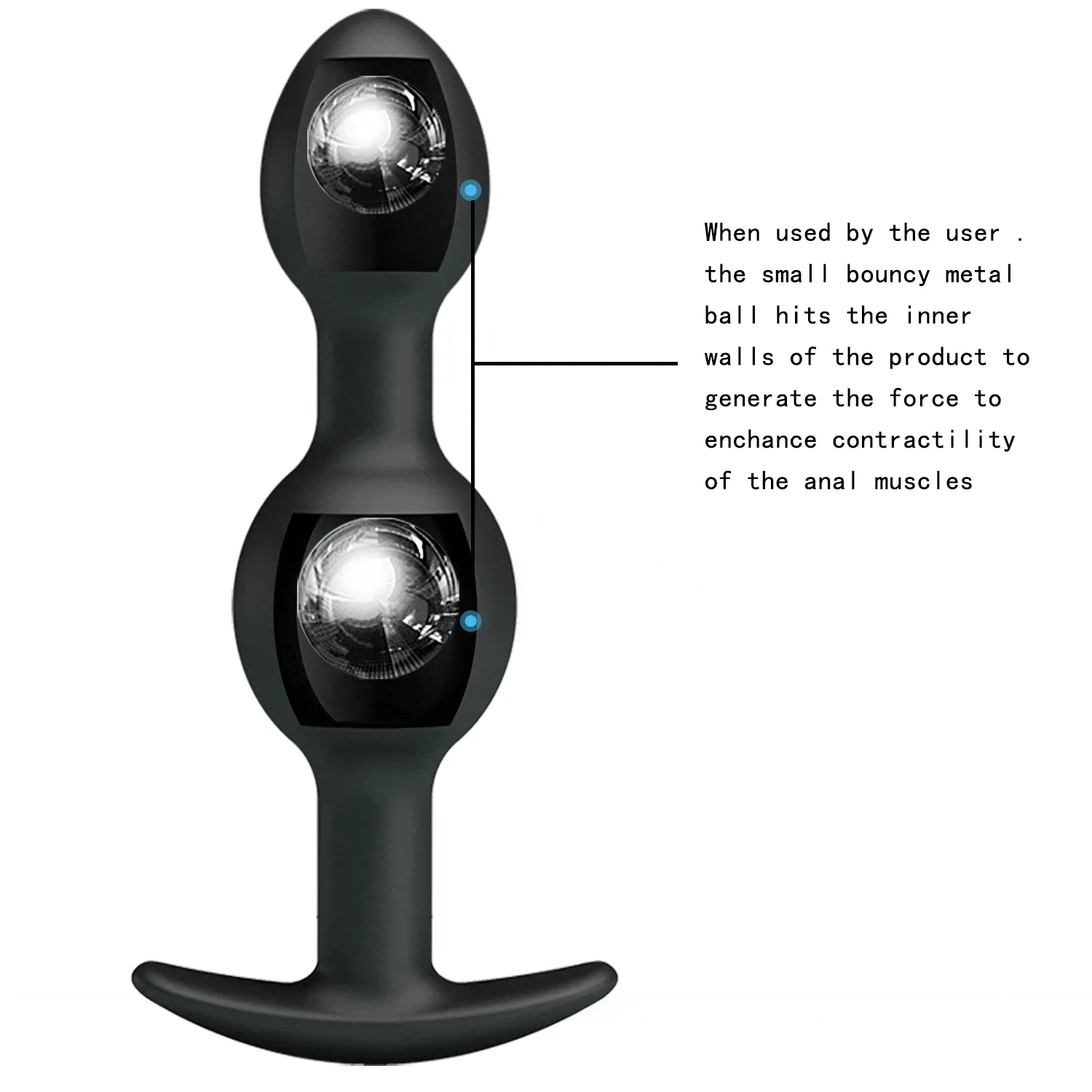 Pretty Love - Heavy Balls Silicone Butt Plug (Black)