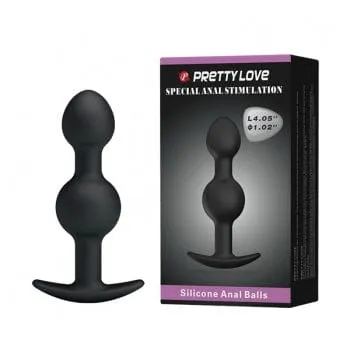 Pretty Love - Heavy Balls Silicone Butt Plug (Black)