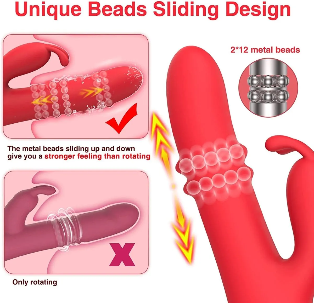 Rabbit 24 Beaded Clitoral Stimulator Anal Thrusting Dildo G-Spot Vibrator