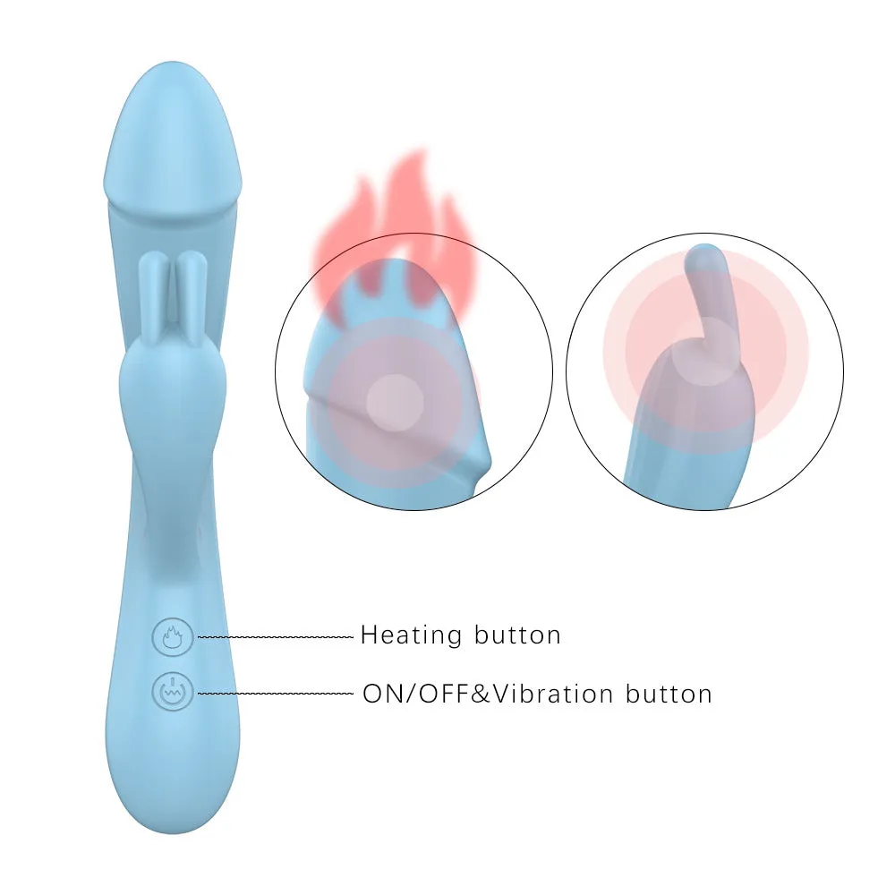 Rabbit Clit Clamps Anal Dildo G Spot Vibrator - Auto Heat Flapping Clitoral Sex Toys for Women