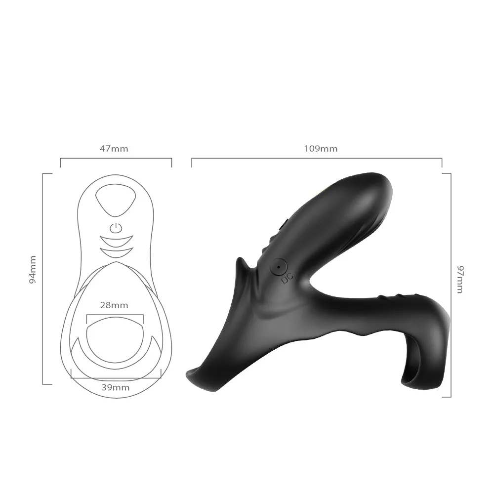Ranger Silent Double Cock Ring | Vibrating Clit Stim | Remote Control | 9 Speeds | Extra Girth