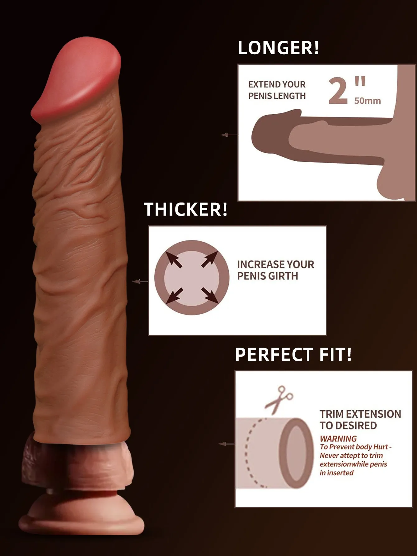 Realistic Dildo Cock Sleeve Male Sex Toys - Premium Silicone Penis Enlarger