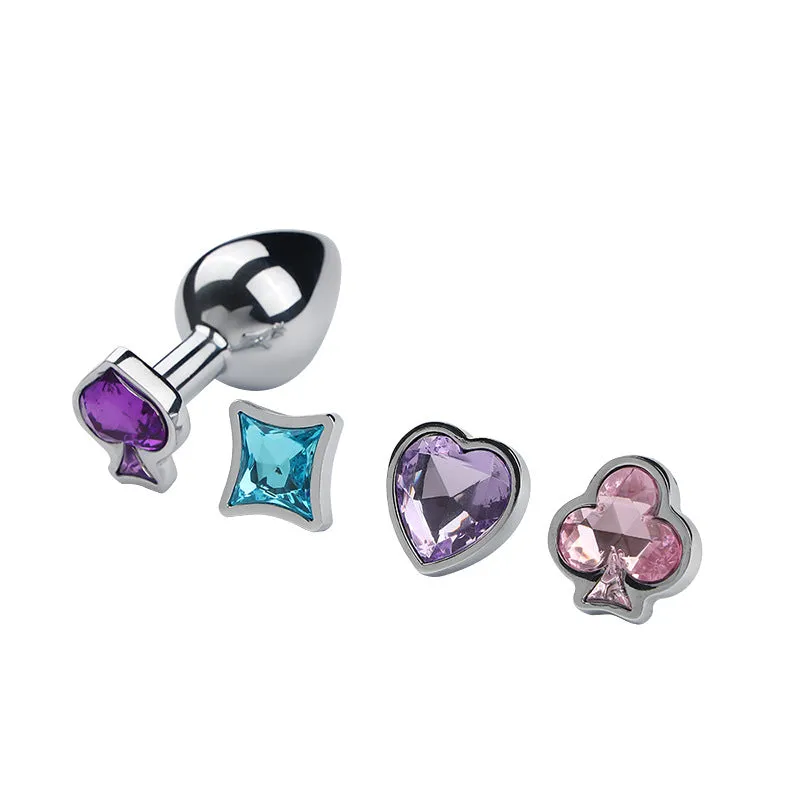Replaceable Base Metal Anal Plug Sex Toy ( Color Is Random )