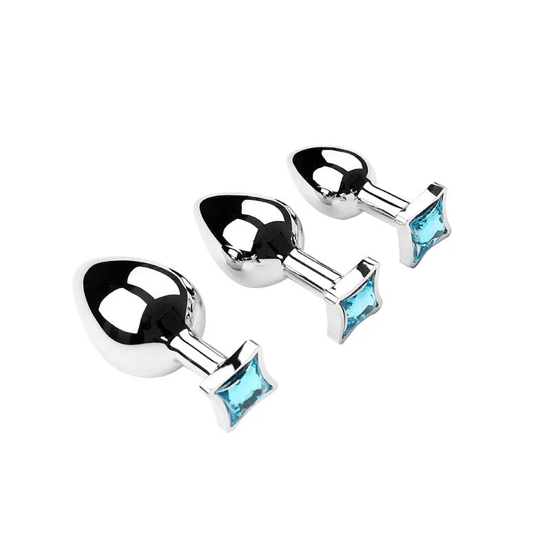 Replaceable Base Metal Anal Plug Sex Toy ( Color Is Random )