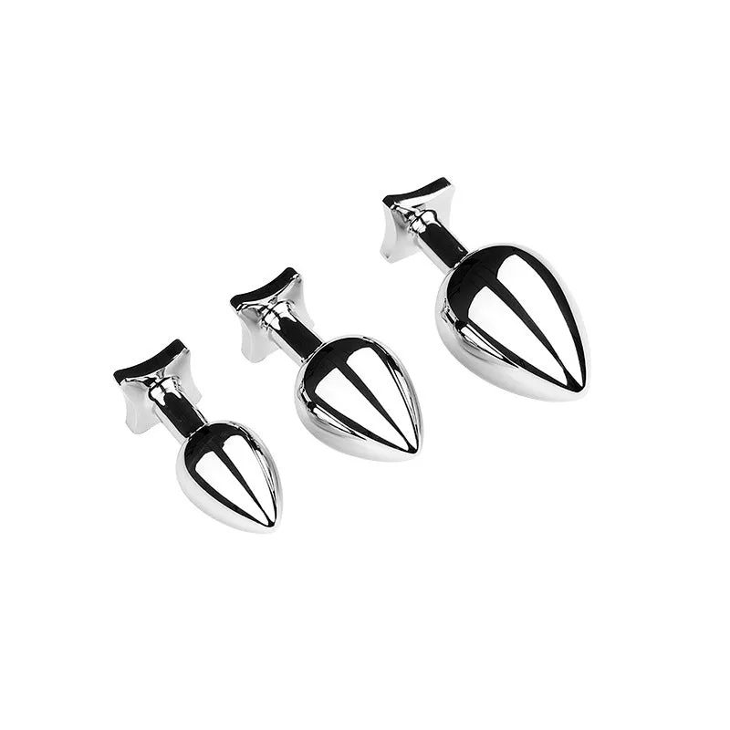Replaceable Base Metal Anal Plug Sex Toy ( Color Is Random )