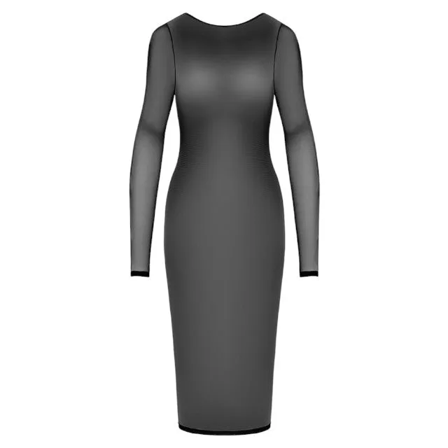 Rochie sexy COTTELLI Party Dress. lenjerie erotică din plasă cu lanț și fermoar pe spate. culoare negru. mărime L