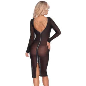 Rochie sexy COTTELLI Party Dress. lenjerie erotică din plasă cu lanț și fermoar pe spate. culoare negru. mărime L