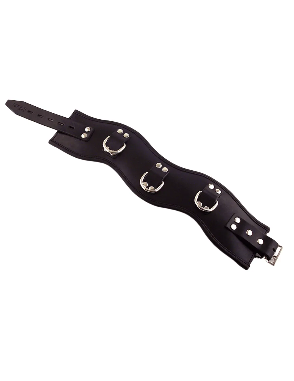 Rouge Leather Padded 3 D-Ring Posture Collar