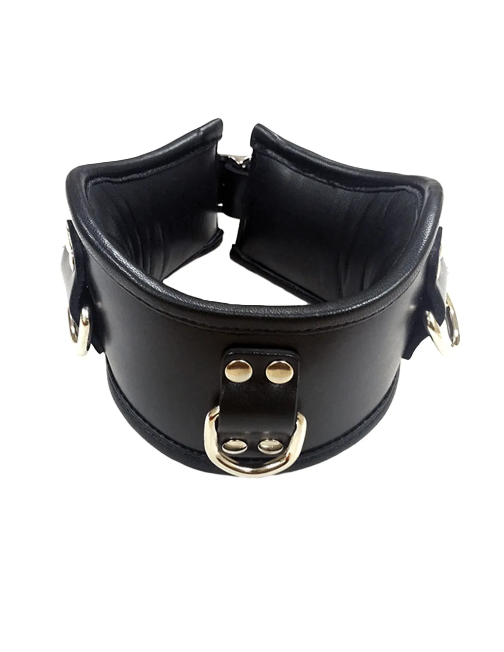 Rouge Leather Padded 3 D-Ring Posture Collar