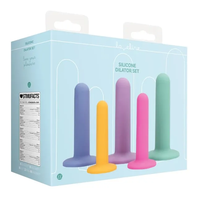Set dilatare vaginală LOVELINE Silicone Dilator Set. 5 dilatatoare cu ventuze pentru fixare. diametre 1.7 - 3.2 cm. multicolor
