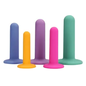 Set dilatare vaginală LOVELINE Silicone Dilator Set. 5 dilatatoare cu ventuze pentru fixare. diametre 1.7 - 3.2 cm. multicolor