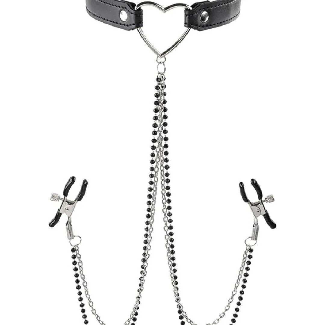 Sex & Mischief Amor Heart Collar and Nipple Jewelry