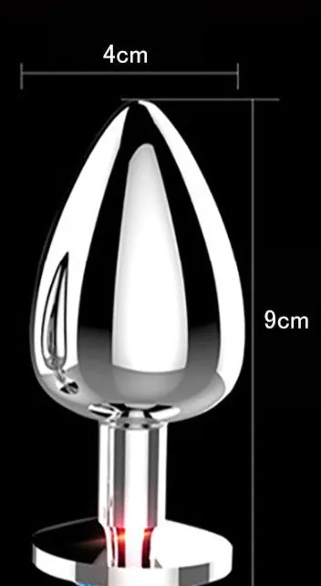 Silver Butt Plug Red Ruby Large