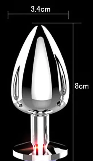 Silver Butt Plug Red Ruby Medium