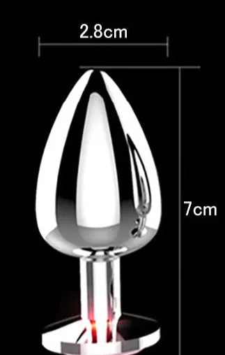Silver Butt Plug Red Ruby Small