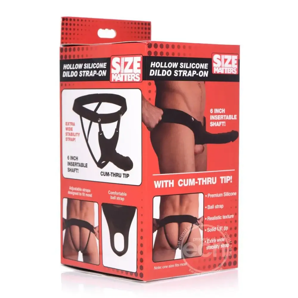 Size Matters Hollow Silicone Black Strap on Dildo