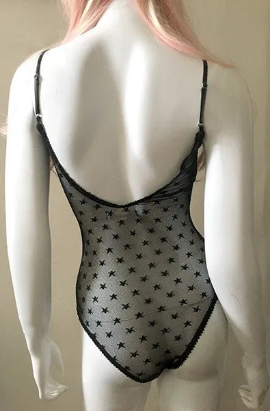 Star Mesh Bodysuit in Black