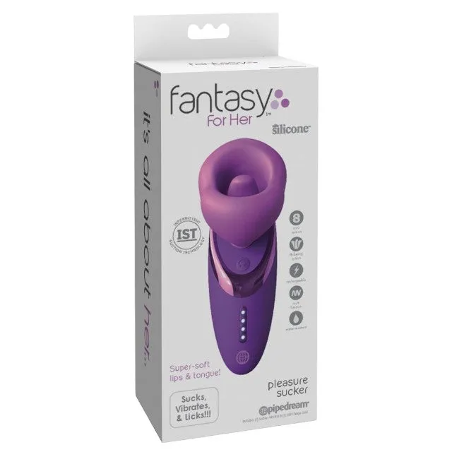 Stimulator clitoris FANTASY FOR HER Pleasure Sucker. în formă de ventuză cu limbă. 7 funcții de vibrație. 4 funcții de aspirare. mov