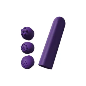 Stimulator clitoris TOYJOY Designer Pocket Stimulator. cu 3 capete interschimbabile. 12 funcții de vibrație. silențios. mov