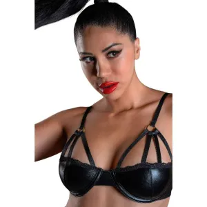 Sutien sexy DARING INTIMATES Wetlook Bra with Straps. design cu material lucios și bretele subțiri. negru. mărime S. model 75351
