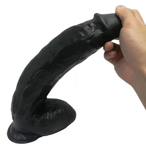 The Hunk | Come Closer 12 Mega Dildo | Black | Free Satin Bag