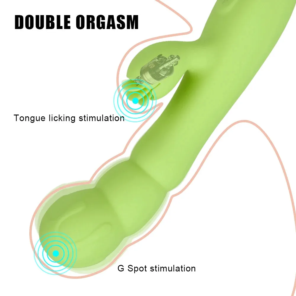 Tongue Clit Clamp Vibrating Dildo - G Spot Clitoral Stimulation Women Sex Toy
