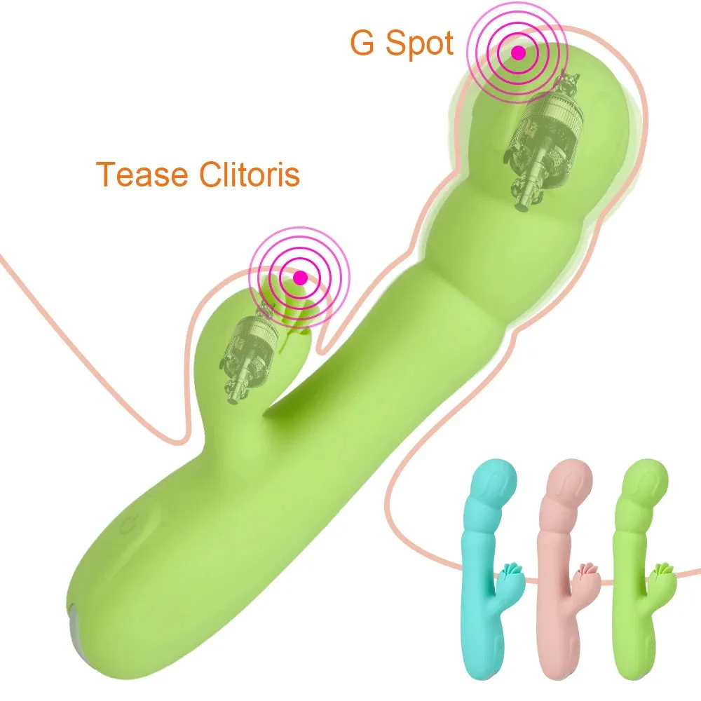 Tongue Clit Clamp Vibrating Dildo - G Spot Clitoral Stimulation Women Sex Toy
