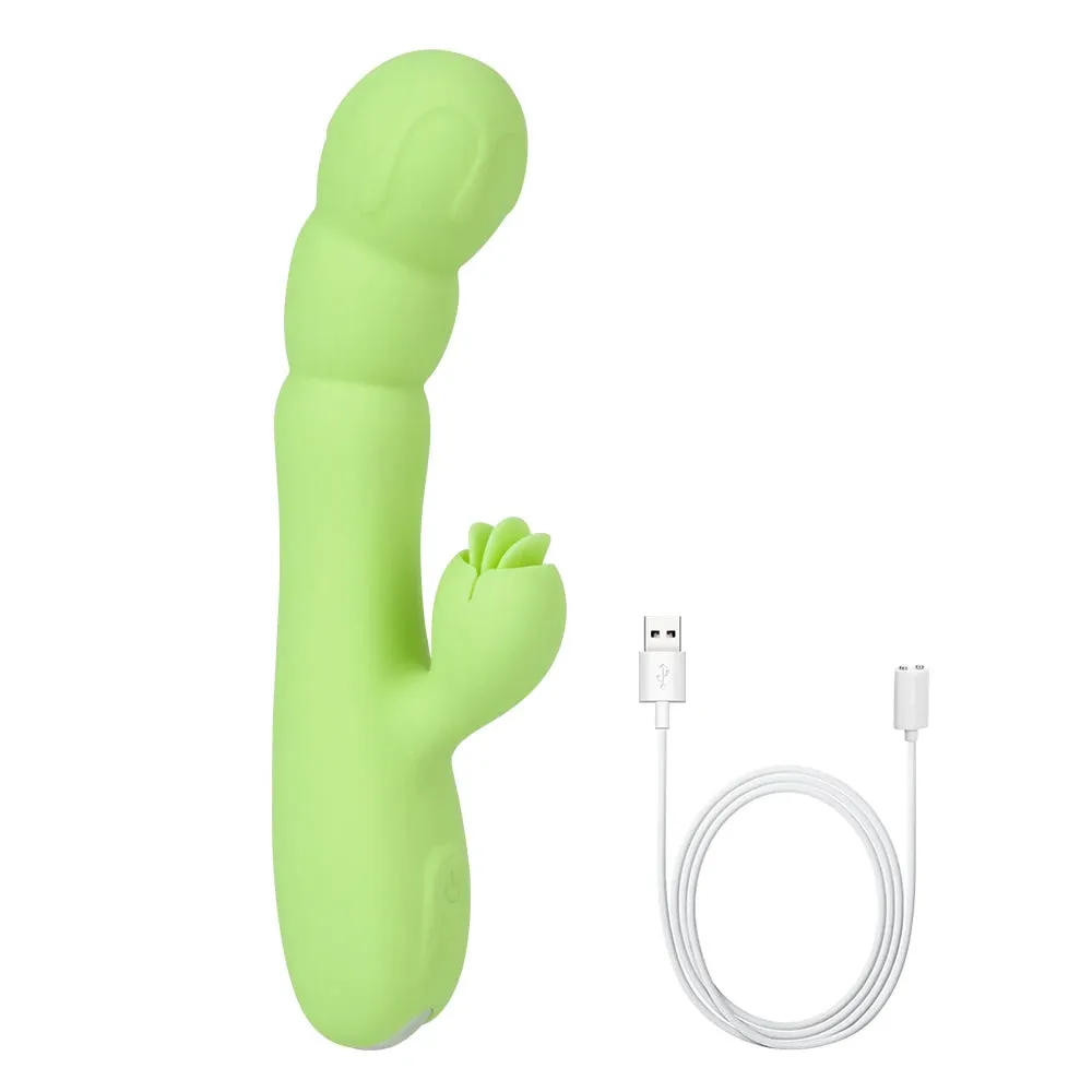 Tongue Clit Clamp Vibrating Dildo - G Spot Clitoral Stimulation Women Sex Toy