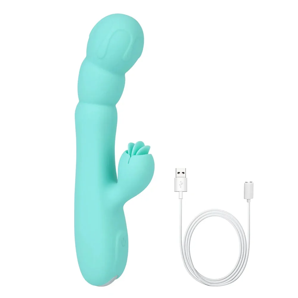 Tongue Clit Clamp Vibrating Dildo - G Spot Clitoral Stimulation Women Sex Toy