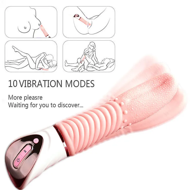 Tongue Licking Clitoral Vibrator - Realistic Clit Nipple Clamps Female Sex Toys