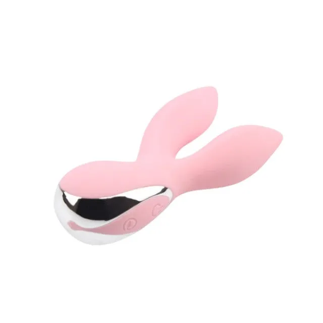 Vibrator CHISA Aphrovibe Oh My Rabbit. cu urechi de iepuraș. pentru clitoris și zone erogene. 10 funcții de vibrație. roz cu argintiu