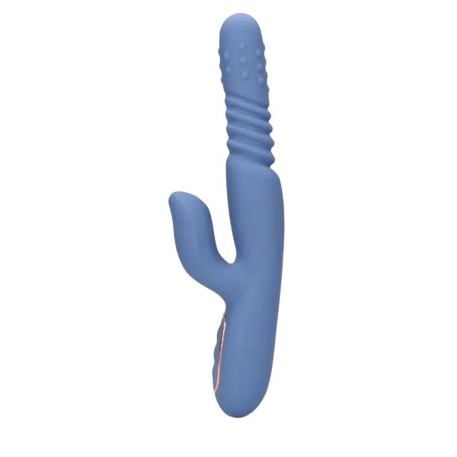 Vibrator dublu LOVELINE BY SHOTS Warming Rotating Beads and Thrusting Rabbit. cu funcție de încălzire și penetrare. culoare albastru