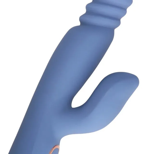 Vibrator dublu LOVELINE BY SHOTS Warming Rotating Beads and Thrusting Rabbit. cu funcție de încălzire și penetrare. culoare albastru