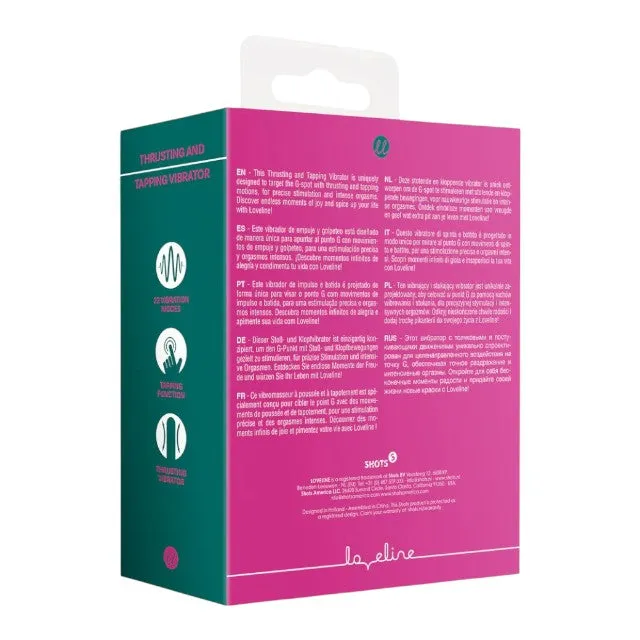 Vibrator dublu LOVELINE Thrusting and Tapping. cu funcție de penetrare automată. 22 funcții de vibrație. culoarea roz