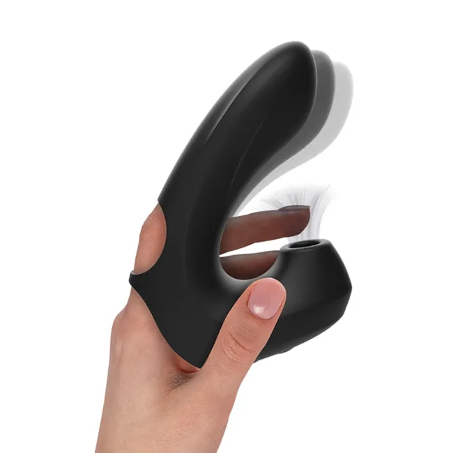 Vibrator IBIZA Thimble Finger Clit Stimulator & Vibrator. cu stimulare dubla. 10 functii de aspirare clitoridiana. 10 functii de vibratie. negru
