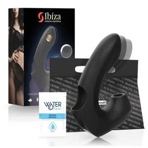 Vibrator IBIZA Thimble Finger Clit Stimulator & Vibrator. cu stimulare dubla. 10 functii de aspirare clitoridiana. 10 functii de vibratie. negru