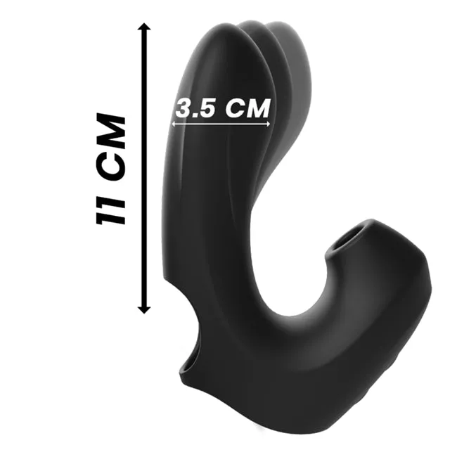 Vibrator IBIZA Thimble Finger Clit Stimulator & Vibrator. cu stimulare dubla. 10 functii de aspirare clitoridiana. 10 functii de vibratie. negru