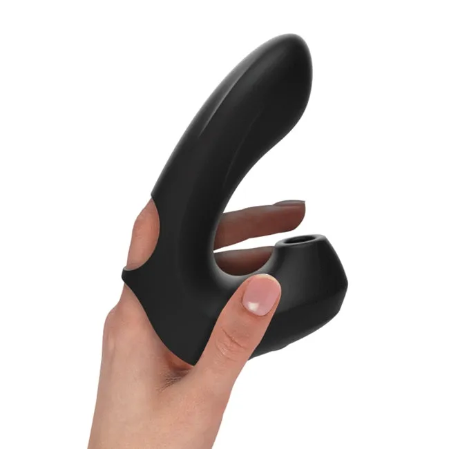 Vibrator IBIZA Thimble Finger Clit Stimulator & Vibrator. cu stimulare dubla. 10 functii de aspirare clitoridiana. 10 functii de vibratie. negru
