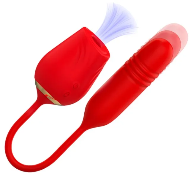 Vibrator MIA Double Pleasure Suction  Up and Down. in forma de trandafir. cu functii de aspirare clitoridiana si miscari sus-jos