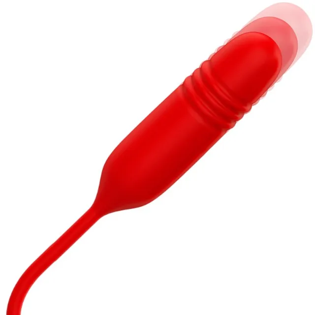 Vibrator MIA Double Pleasure Suction  Up and Down. in forma de trandafir. cu functii de aspirare clitoridiana si miscari sus-jos