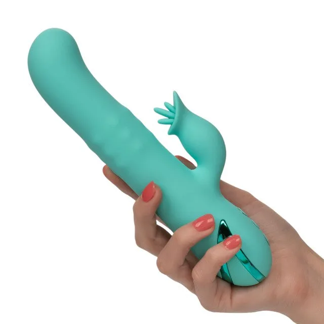 Vibrator rabbit CALEXOTICS Bel Air Bombshell. pentru stimularea clitorisului și punctului G. 3 funcții de rotație. 10 funcții de vibrație. verde turcoaz