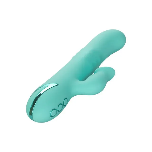 Vibrator rabbit CALEXOTICS Bel Air Bombshell. pentru stimularea clitorisului și punctului G. 3 funcții de rotație. 10 funcții de vibrație. verde turcoaz