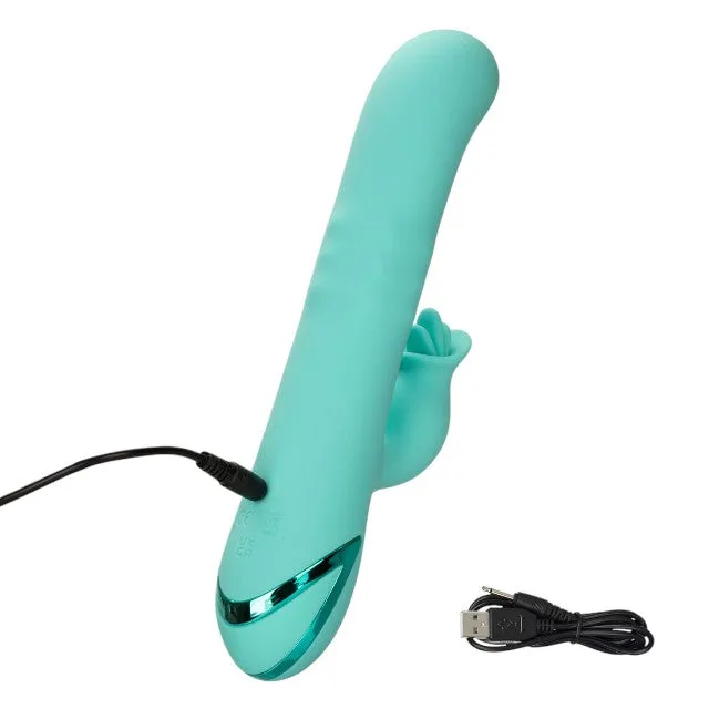Vibrator rabbit CALEXOTICS Bel Air Bombshell. pentru stimularea clitorisului și punctului G. 3 funcții de rotație. 10 funcții de vibrație. verde turcoaz
