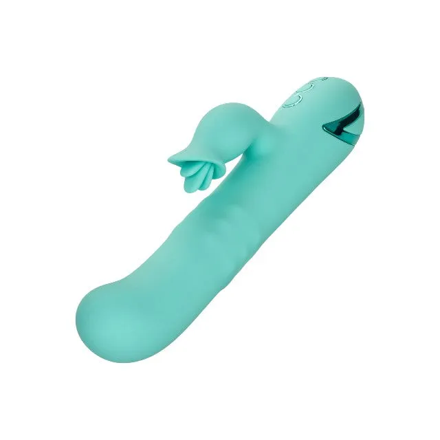 Vibrator rabbit CALEXOTICS Bel Air Bombshell. pentru stimularea clitorisului și punctului G. 3 funcții de rotație. 10 funcții de vibrație. verde turcoaz