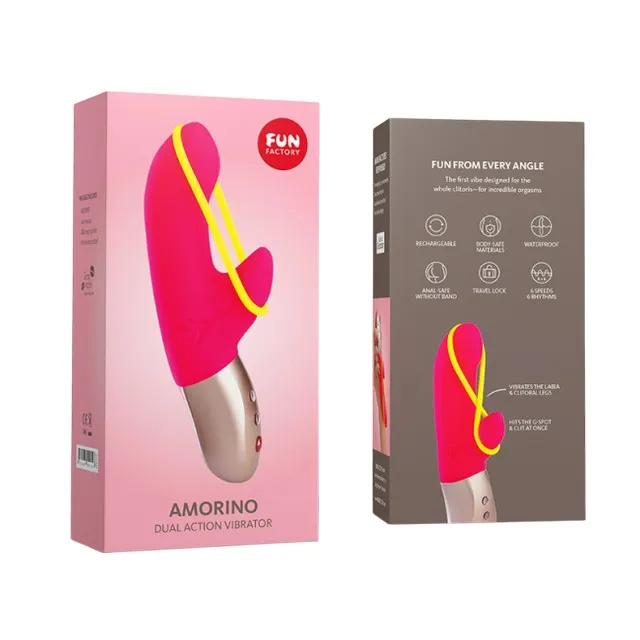 Vibrator rabbit FUN FACTORY Amorino. 12 funcții de vibrație. rezistent la apă. lungime 17 cm. culoare roz cu galben