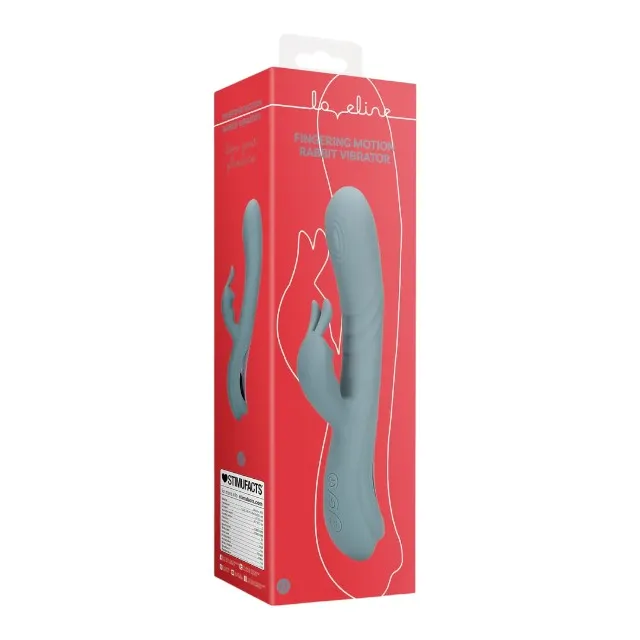 Vibrator rabbit LOVELINE Fingering Motion Rabbit Vibrator. cu funcție de mișcare internă. 20 funcții de vibrație. gri