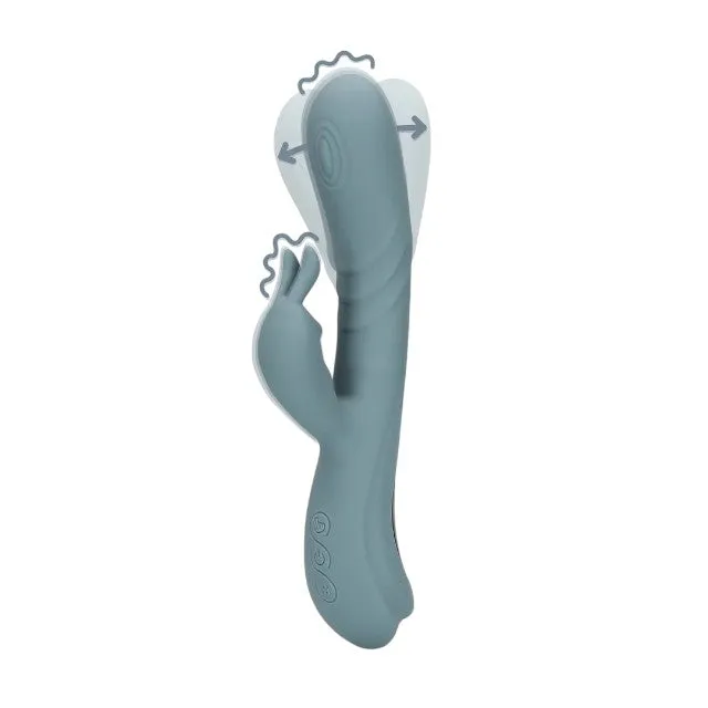 Vibrator rabbit LOVELINE Fingering Motion Rabbit Vibrator. cu funcție de mișcare internă. 20 funcții de vibrație. gri