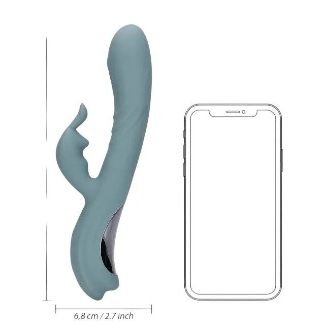 Vibrator rabbit LOVELINE Fingering Motion Rabbit Vibrator. cu funcție de mișcare internă. 20 funcții de vibrație. gri