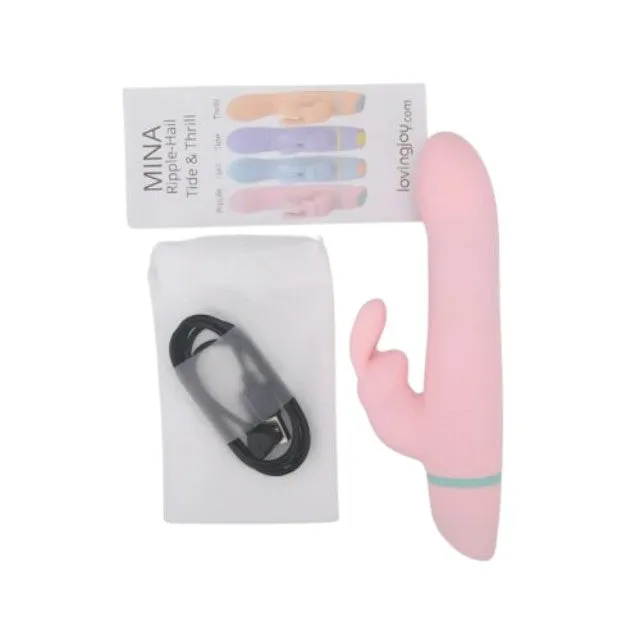 Vibrator rabbit LovingJoy MINA RIPPLE. din silicon. cu funcție de rotație. 5 funcții de vibrație. rezistent la apă. culoare roz(N12561)
