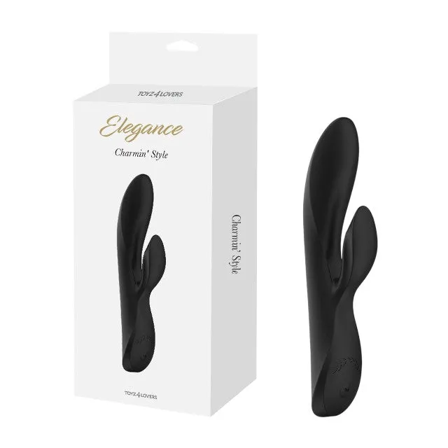 Vibrator rabbit TOYZ4LOVERS Elegance Charmin' Style. pentru clitoris și punctul G. cu vibrații multiple. 20.3 cm. negru